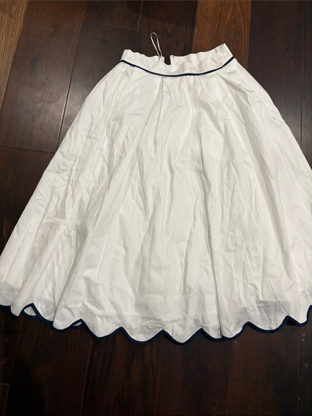 French Connection White Circle Skirt with Navy Trim